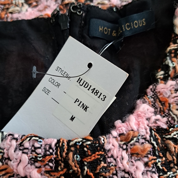 🪻BOGO🪻 Black & Pink Sheath Dress Textured Mixed Fiber - Size Medium NWT - Picture 9 of 11